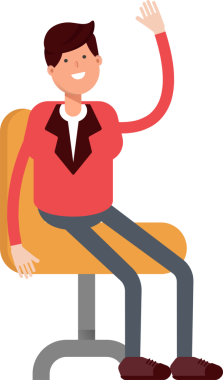 Kırmızı Takım Elbiseli İşadamı Sandalyede Oturuyor