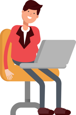 Kırmızı Takım Elbiseli İşadamı Laptop üzerinde çalışıyor