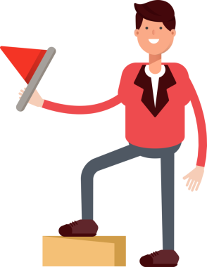 Kırmızı Takım Elbiseli İşadamı Bayrak Tutuyor