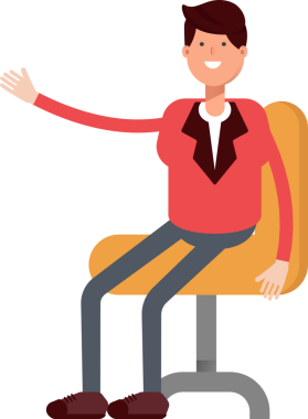 Kırmızı Takım Elbiseli İşadamı Ofis Sandalyesinde Oturuyor