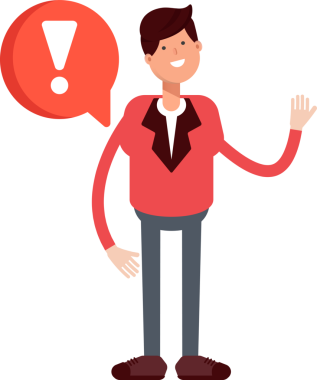 Kırmızı Giysi Karakteri ve Hata İşaretinde İşadamı