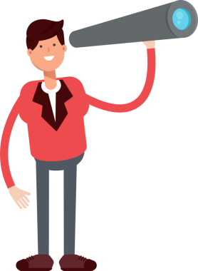 Kırmızı Takım Elbiseli İşadamı Dürbün Kullanıyor