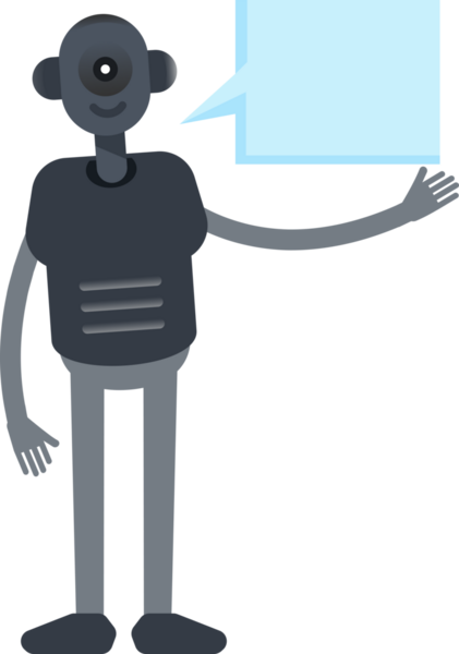 İnsansı Robot Karakteri ve Konuşma Baloncuğu