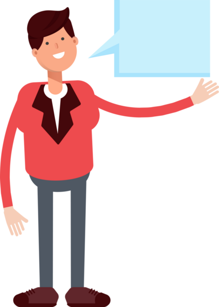 Kırmızı Takım Giyen İş Adamı Karakteri ve Konuşma Baloncuğu