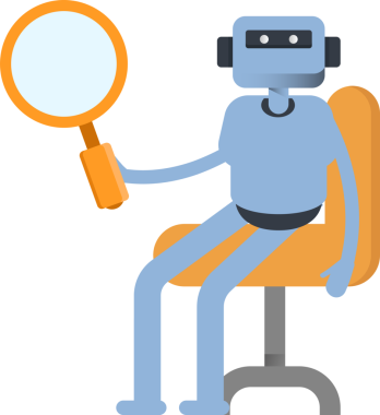 İnsansı Karakter Oturma ve Tutma Büyüteci