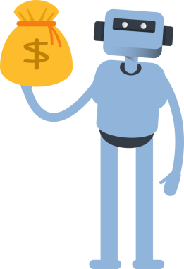 İnsansı Karakter Bir Dolarlık Çuval Tutuyor