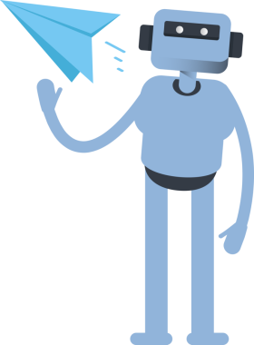 İnsansı Karakter Kağıt Uçağı Tutuyor