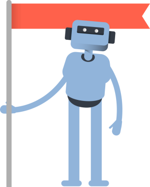 İnsansı Karakter Bayrak Direğini Tutuyor