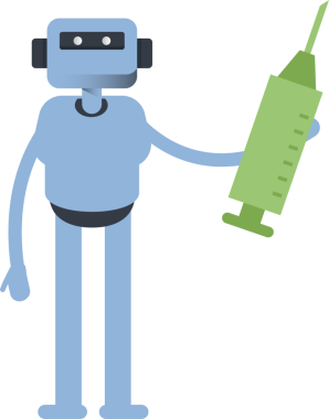 İnsansı Karakter Tıbbi Şırınga İllüstrasyonu