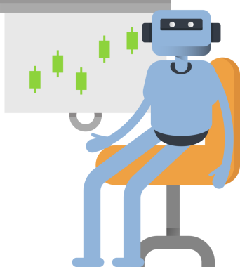 İnsansı Karakter Sunar Candlestick Çizelgesi