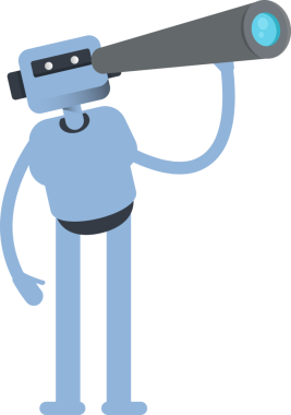 Dürbün kullanan İnsansı Karakter