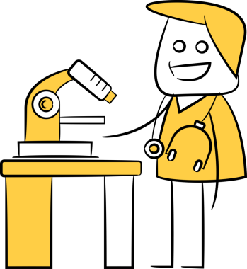 Doktor Karakteri Mikroskop Kullanılıyor