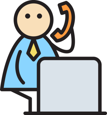 İş adamı resepsiyonist telefon çubuğuyla konuşuyor