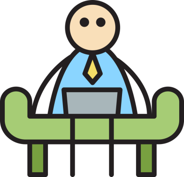 İş adamı Laptop Çubuğu Figürü üzerinde çalışıyor