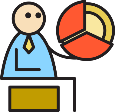 İş Adamı Sunar Turta Çizelgesi Çubuğu Figürü