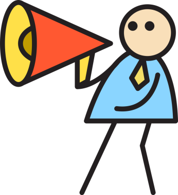 İş adamı Megafon Çubuğu Şeklinde Konuşuyor