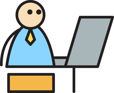 İş adamı Laptop Çubuğu Figürü üzerinde çalışıyor