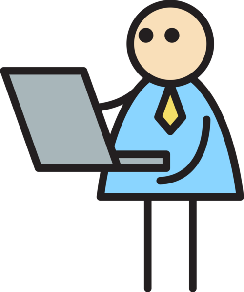 İşadamı Dizüstü bilgisayar çubuğu üzerinde duruyor ve çalışıyor