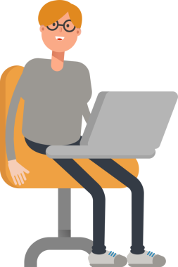 Dizüstü bilgisayarda çalışan Erkek Karakteri