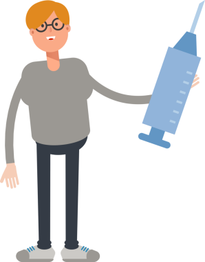 Erkek Karakteri Tıbbi Şırınga İllüstrasyonu