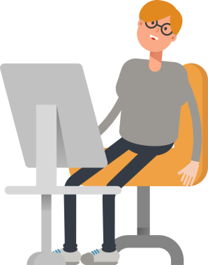 Masaüstünde Çalışan Erkek Karakteri