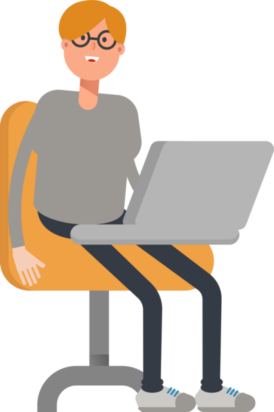 Dizüstü bilgisayarda çalışan Erkek Karakteri