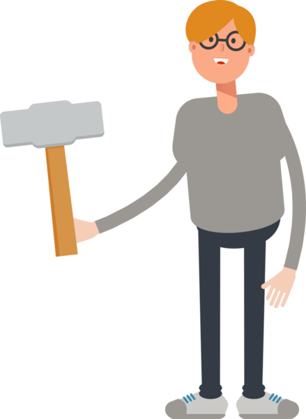 Erkek Karakter Tutma Çekiç Aracı