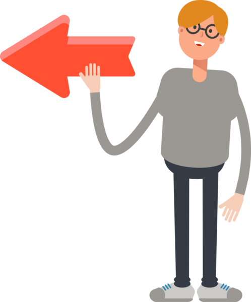 Erkek Karakter ve Ok İşareti