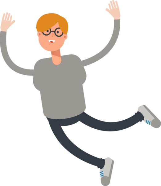 Erkek Karakteri Rahatlıyor ve Zıplıyor