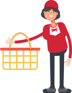 Garson Karakteri Alışveriş Sepeti Tutuyor
