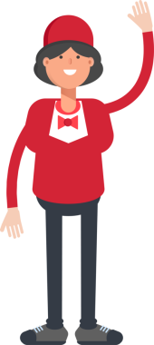 Garson Karakteri Yükselen El İllüstrasyonu