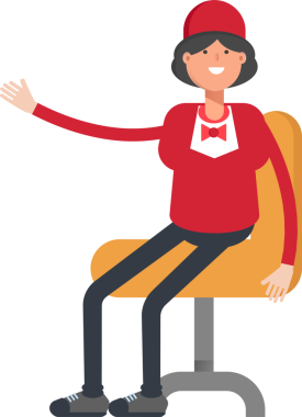 Garson Karakteri Ofis Sandalyesinde Oturuyor