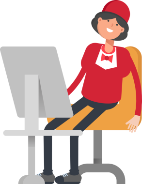 Masaüstünde Çalışan Garson Karakteri