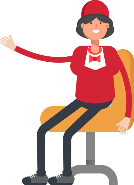 Garson Karakteri Ofis Sandalyesinde Oturuyor