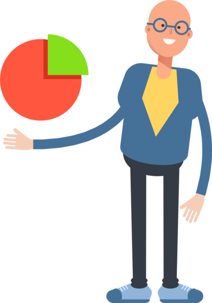 Mavi Takım Elbiseli Kel Adam Karakteri