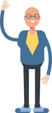 Mavi Takım Elbiseli Kel Adam Karakteri