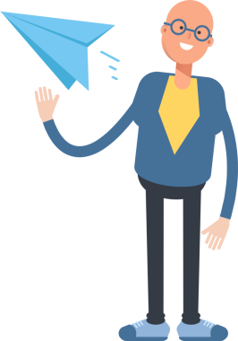 Mavi Takım Elbiseli Kel Adam Karakteri