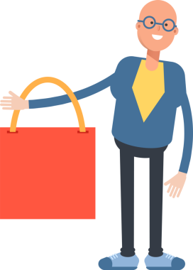 Mavi Takım Elbiseli Kel Adam Karakteri