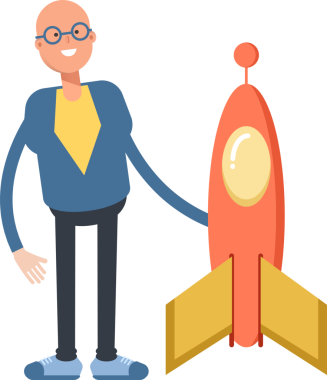 Mavi Takım Elbiseli Kel Adam Karakteri