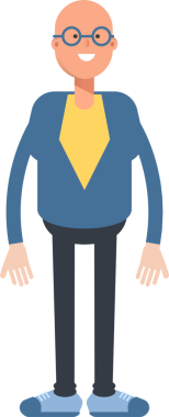 Mavi Takım Elbiseli Kel Adam Karakteri