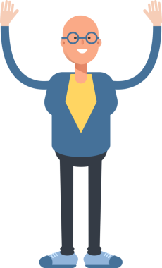 Mavi Takım Elbiseli Kel Adam Karakteri