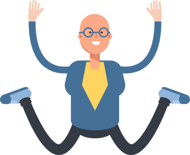 Mavi Takım Elbiseli Kel Adam Karakteri