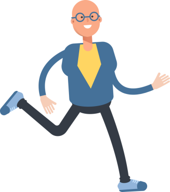 Mavi Takım Elbiseli Kel Adam Karakteri