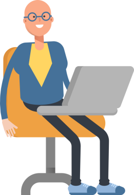 Mavi Takım Elbiseli Kel Adam Karakteri