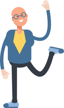 Mavi Takım Elbiseli Kel Adam Karakteri