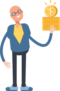 Mavi Takım Elbiseli Kel Adam Karakteri