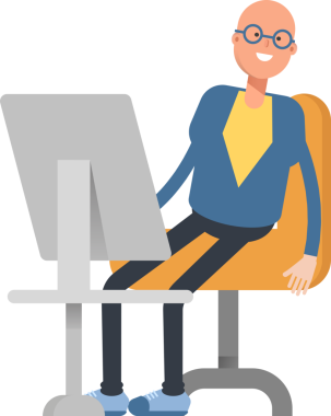 Mavi Takım Elbiseli Kel Adam Karakteri