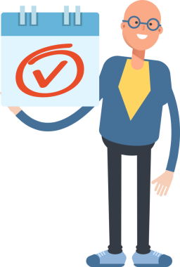 Mavi Takım Elbiseli Kel Adam Karakteri