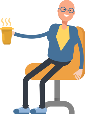 Mavi Takım Elbiseli Kel Adam Karakteri