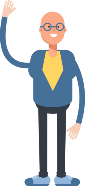 Mavi Takım Elbiseli Kel Adam Karakteri